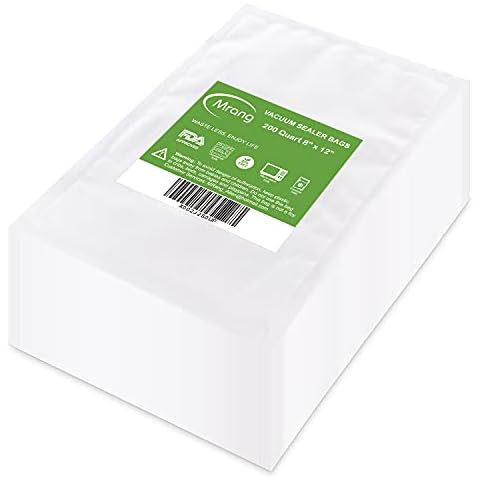 Vacuum Food Sealer Bags 20CMx30CM 200Bags, Commercial Grade Textured Vacuum Sealer Bag for Sous Vide Cooking, Convenient Extractable Package Design Pre-Cut Bags with BPA Free and FDA Approved Cover