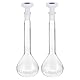 PATIKIL 100ml Messflasche 2Stk 3.3 Borosilikat Glas Volumetrischer Messkolben mit Verschlusskappe Toleranz 0.1ml für Laborversuch Klar
