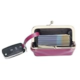 Royal Bagger Retro Kiss Lock Posiadacz karty RFID Torebka na monety dla kobiet Oryginalna skóra krowa Mała torebka na szminkę Fashion Mini portfel na klucze 3243 (Róża)