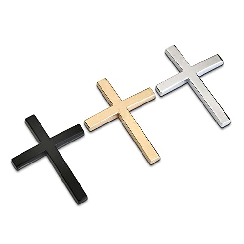 Image of Cross Metal Car 3D Sticker Cross Emblem for Car Motorcycle Scratched Decorative Car Logo Side Tail Logo (Gold)