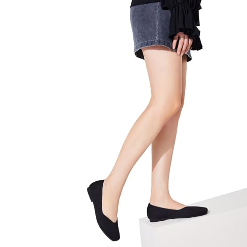 Frank Mully Womens Casual Flat Shoes Square Toe Shoes Knitted Work Flat Comfort Dressy Flat Shoes for Daily Washable3