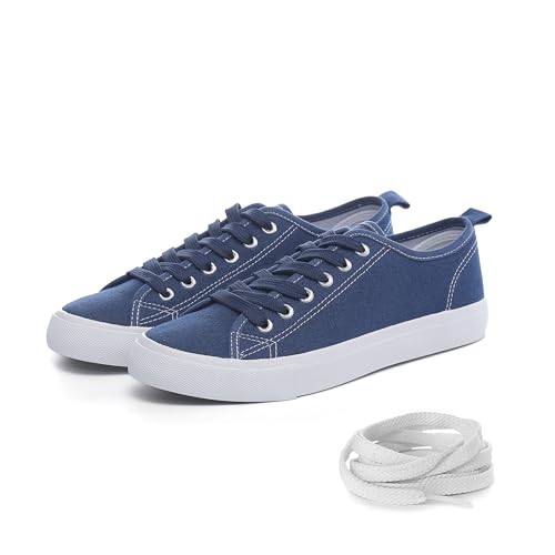 Canvas Shoes for Women Casual Low Top Sneakers Fashion Womens Tennis Shoes with Extra Laces