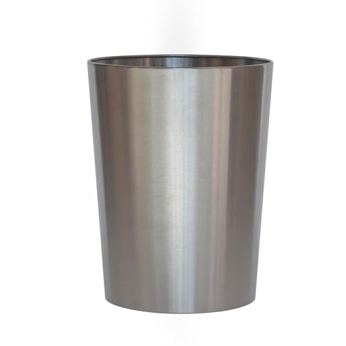 LOUQYYW Brushed Nickel Metal Bathroom Trash Can, 2.2 Gallons