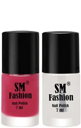 Image of Long Lasting Nail Polish | Nail Paint Combo 7 ml Each) - Set of 2 Dusty Pink-Top Coat