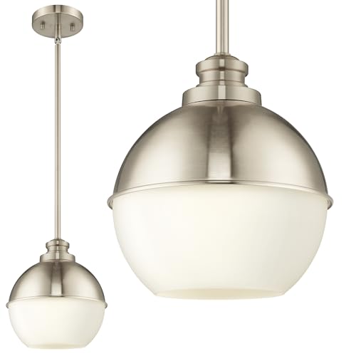Image of Beionxii 8 inch Nickel Pendant Light Fixtures, Mid Century Globe Pendant Lights