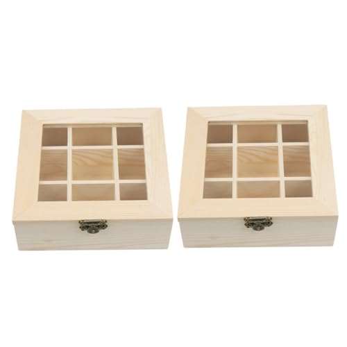 IMIKEYA 2pcs Tea Bag Organizer Transparent Lid Premium Multi-compartment Storage Box for Tea and Items Stylish and Practical