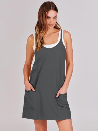 Image of ANRABESS Women Athletic Dress Summer Tennis Workout Active Sports Mini Romper Dress Built in Shorts Travel Vacation Clothes