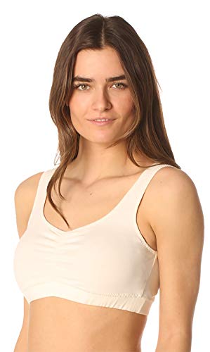 Majamas Organic Padded Addy Bra - ECO Friendly Women's Solid Scoop Back Ruched Sports Bras with Pads - Made in The USA