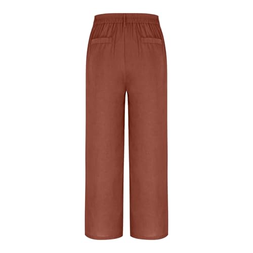 Trousers Pants for Women High Waist Button Trim Straight Leg Pant with Pockets Business Casual Office Work Trousers 7