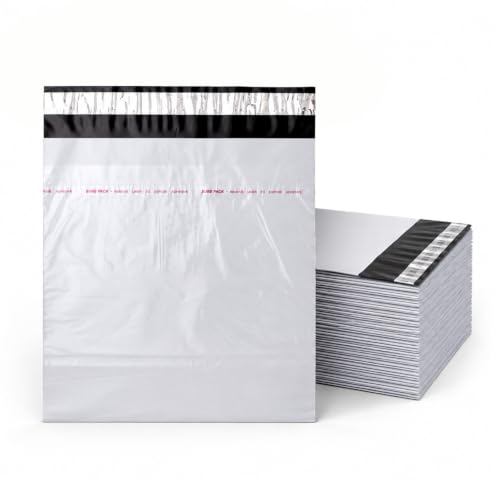 Image of BonKaso Poly Courier Bags 8x12 Inches with POD Sleeve | 55 Micron Waterproof & Tamper Proof Plastic Packaging Envelopes for Secure Shipping & Delivery - Pack of 100