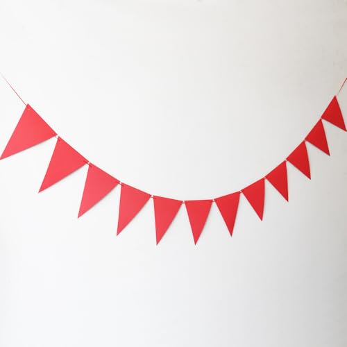 Banderines para exteriores, resistentes a la intemperie, 5 m, para cumpleaños, para habitación infantil, reutilizable, guirnalda de banderines para camping (rojo, 2 x 12 unidades)