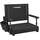 VIVOHOME Stadium Seat with Back Support and Cushion, Portable Bleacher Chair with Cup Holder and Shoulder Strap, Comfortable for Various Sports Events, Black