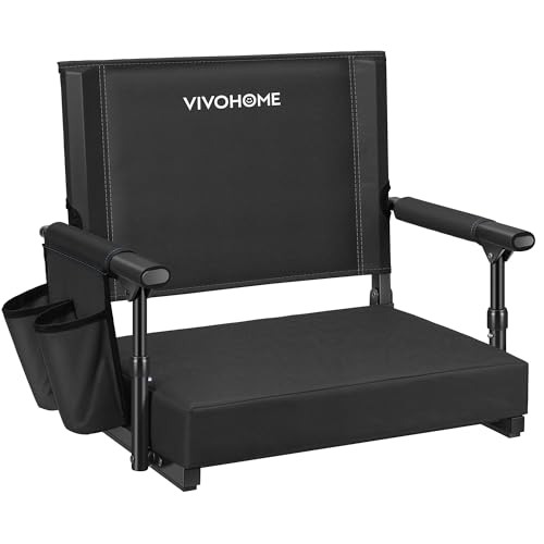 VIVOHOME Stadium Seat with Back Support and Cushion, Portable Bleacher Chair with Cup Holder and...