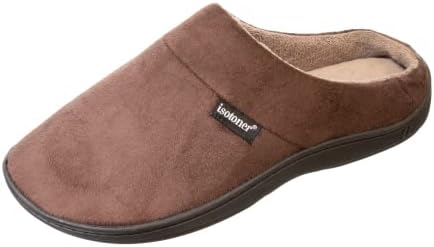 Isotoner Men's Open Back Slipper with Memory Foam and Indoor/Outdoor Sole, Microsuede Black