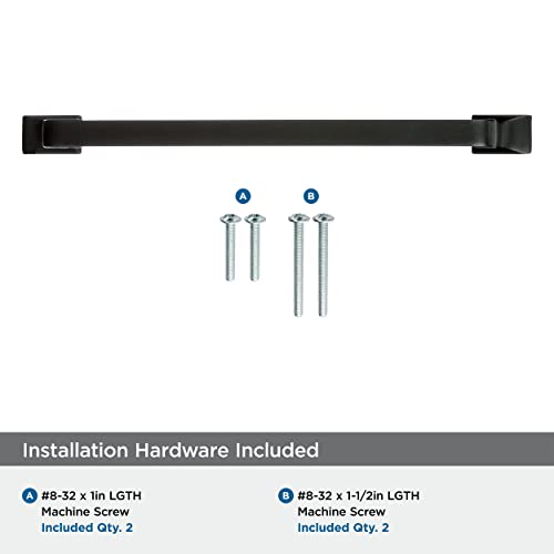 Image of Amerock 6-5 /16 inch Westerly Black Bronze Drawer Pull | 6-5 /16 inch (160mm) Center-to-Center Mounting Distance and 7-9 /16 inches Overall Length, Durable Zinc Cabinet Hardware