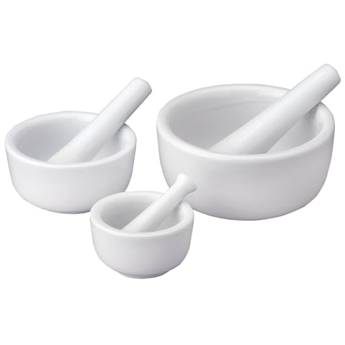 HIC Kitchen Mortar and Pestle Set, Fine Porcelain, Set of 3 Sizes...