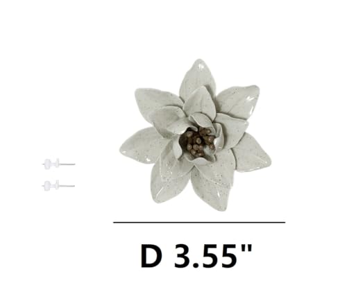 Image of Spotted Color,Yulan Magnolia, 3.55 inch,Ceramic Flower Wall Art Decor, Artificial Flower Wall Sculpture,Handmade Ceramic Flowers for Home,Hallway,Living Room, Kitchen,Bathroom
