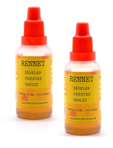 2 x Cuajo de Ternera Líquido 30 ml – Enzima Natural para la Elaboración Casera de Quesos de Leche de Vaca, Cabra y Oveja