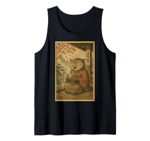 Té de búho japonés para niños, niñas, hombres y mujeres Camiseta sin Mangas