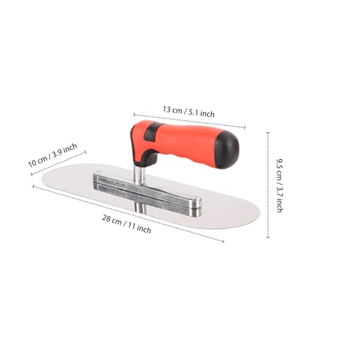 ESreake Concrete Tools Stainless Steel Pool Trowel, 11" x 4" Masonry Hand Tool with Soft Grip Handle, Lightweight, Plastering Trowel for Drywall Plastering Construction, Round End (Medium:11"L x 4"W) - Image 2