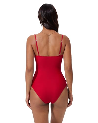 Image of SUUKSESS Women Sexy One Piece Swimsuit Tummy Control Square Neck Bathing Suit