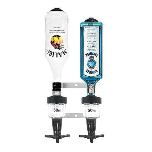 Chabrias Ltd 2/3/4/6-3 Bottle Wall Bar Rail + Spirit Optic Measure 50ml - UK Made, Fully Assembled Metal Bracket & Pub Trade Compliant, Traditional Black, Fits 70cl–1.5L Bottles (3 Wall Bar, 50ml)
