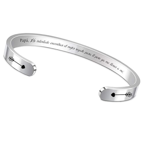FCZIVA Brazaletes Pulseras de Papá Navidad Cumpleaños Día del Padre Familia Aprecia Joyas Personalizadas Agradecimiento Recuerdo Citas Divertidas Grabado Especial