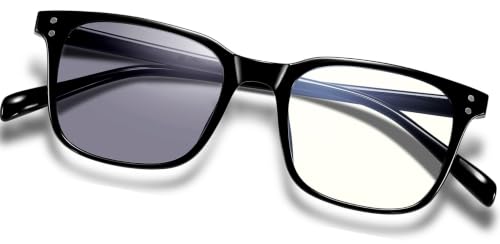 KANASTAL Photochromic Blue Light Blocking Glasses for Men Women Square Anti Blue Light Eyewear anti Eye Fatigue Gaming Glass Ultra Lightweight TV PC Computer(Black)
