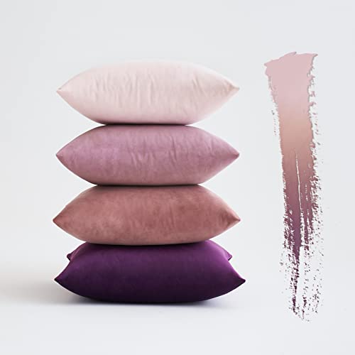 MIULEE Lot de 4 Housses de Coussin en Velours Décoratif Canapé Taie d'oreiller Super Lisse Doux Decoration Maison Salon Chambre pour Canapé 45X45CM Carré Violet Série