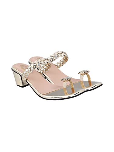 Image of Shoetopia girls Heel-304 Golden Heeled Sandal - 3 UK (Girls-Heel-304-Golden)