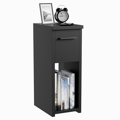 ComfortCove Table de Chevet avec Tiroir, L20 x H55 x L30,5 cm, Noir