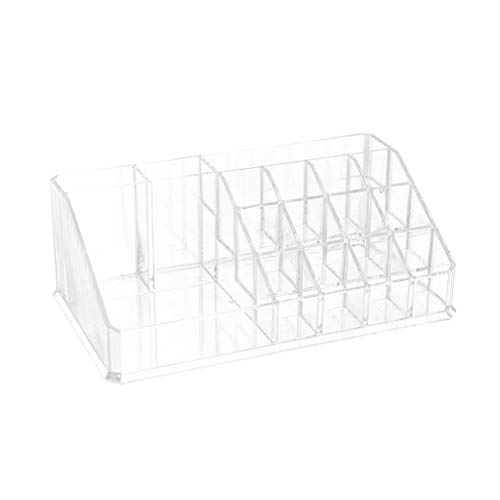CUTICATE Transparent Cosmetic Makeup Organizer for Lipstick, Brushes, Bottles, and More, Clear Case Display Rack Holder, 2 Sizes For Choice - 16 Slots