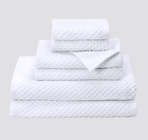 COTTON CRAFT Waffle 6 Piece Towel Set - 100% Cotton - 2 Oversized...