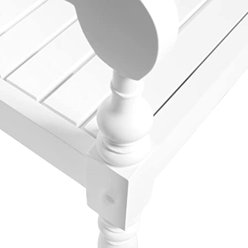 Dimorture 53.5In Wood Bench Loveseat With Backrest And Armrests, Wooden Seater Foyer Hallway Front Door Chair For Doorway, Living Room, Mudroom, White #TOP3