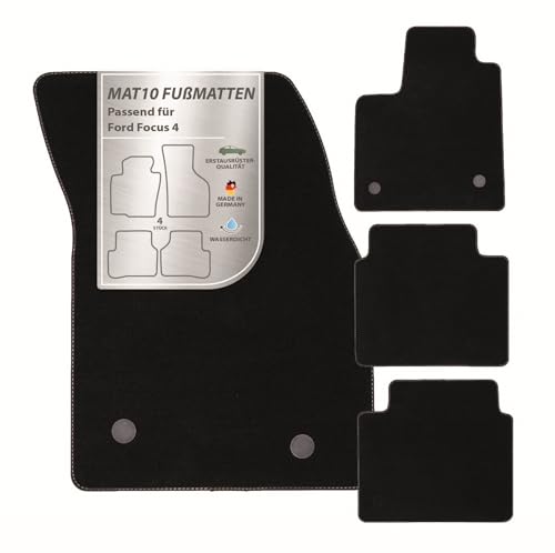 MAT10 – Auto-Fußmatten passend für Ford Focus 4 (ab BJ 09/2018) aus Velours | 4-teiliges...