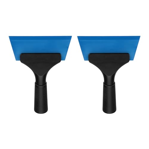 Image of uxcell 2Pcs 5 Inch Shower Squeegee for Glass Doors, All-Purpose Bath Squeegee with Handle for Bathroom Window Mirror Car Glass, Blue