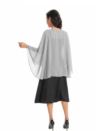 Image of Baoqiya Chiffon Capes Sheer Capelets Long Cape Poncho For Women Plus Size