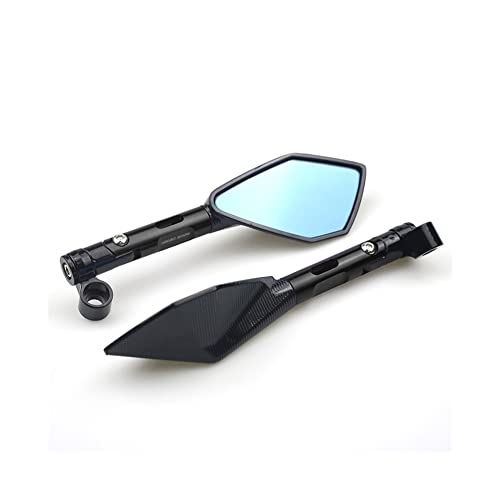 HEXEH Motocicleta Espejo Retrovisor Espejos Retrovisores De Manillar De Motocicleta De Aluminio CNC Universal Espejo Antideslumbrante Azul Retrovisores(A,Short)