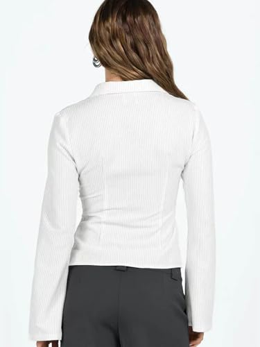 VNIRA Women’s Button Down Shirts Striped Long Sleeve Collared Casual Work Blouses Tops 2025 Trendy Outfits3