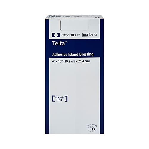 Covidien 7542 Telfa Adhesive Island Dressing, 4" x 10" Size (Pack of 100)