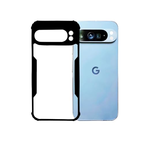 Image of AIBEX Crystal Clear Back Cover Case for Google Pixel 9 Pro XL 5G | 360 Degree Protection | Shock Proof Design | Transparent Back Cover Case (PC & TPU, Black Bumper)