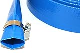 Equip247uk Blue Layflat Water Discharge Hose Pipe Pump Irrigation - 25mm (1") Bore x 5 Metres Long. with Free Stainless Steel Hose Clip - Image 2
