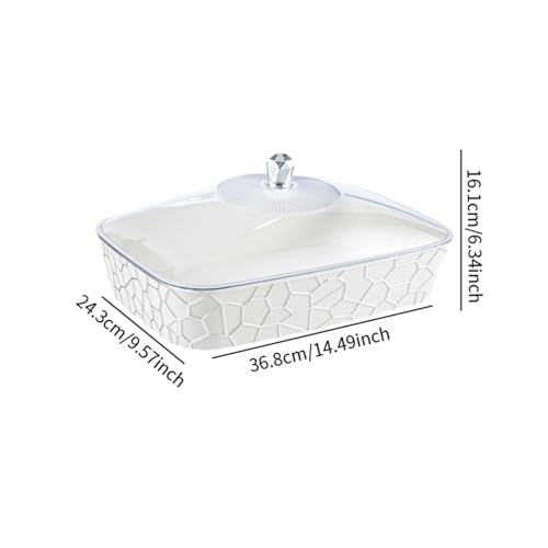 Plateau de collation réutilisable 36.8cm avec couvercle, range-plat transparent pour table ordonnée - 5