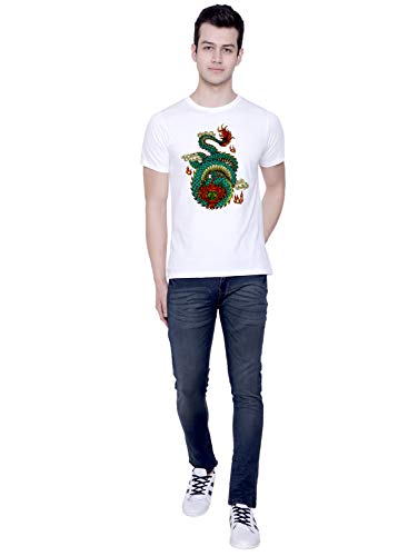 Image of CreativiT Graphic Printed T-Shirt for Unisex Dragon Tshirt | Casual Half Sleeve Round Neck T-Shirt | 100% Cotton | D00207-32