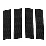 4-Pack Surfboard Non-Slip Mat, for EVA Foam Deck Pad with Ribbed Anti-Slip Grip for Surfboards, Longboards, Skateboards and Kayaks, Black（Black）
