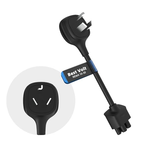 Premium Adapter for Tesla Gen 2/Gen 3 Mobile Charger | Connect to 240V Outlet | 24 Amp Charging | 10 Inch Length (NEMA 10-30)