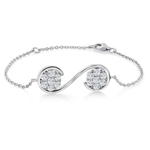 Image of Gem Stone King Keren Hanan Inspired by Music 925 Sterling Silver Musical Ornament Bracelet Set with Created White Sapphires | 34X12MM | 1.82 Cttw | Adjustable to 6-7 Inches