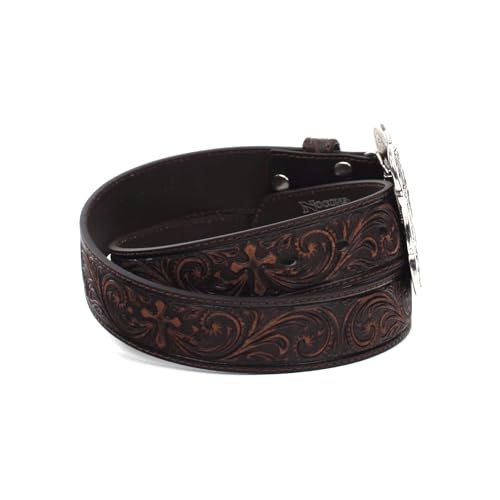 Nocona Belt Co. Ladies Brown Embossed Cross Belt Brown2
