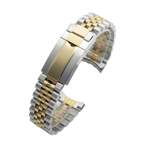 Bracelet de montre en acier massif 20mm chaîne maillons inox argent or mixte