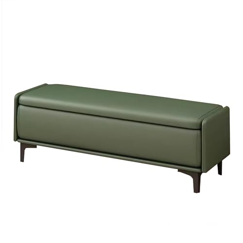 zxhrybh Banco Almacenaje, Reposapies Salon con Almacenamiento, Puff Almacenaje con Almacenamiento, Puff Reposapies Tapizado Moderno, para Dormitorio(Color:Dark Green,Size:43.3in/110cm)